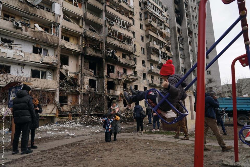A child on a swing in Ukraine