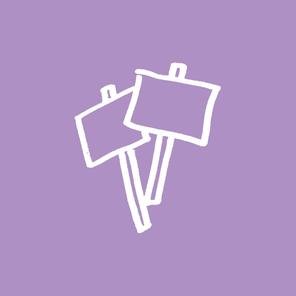 placards on purple background