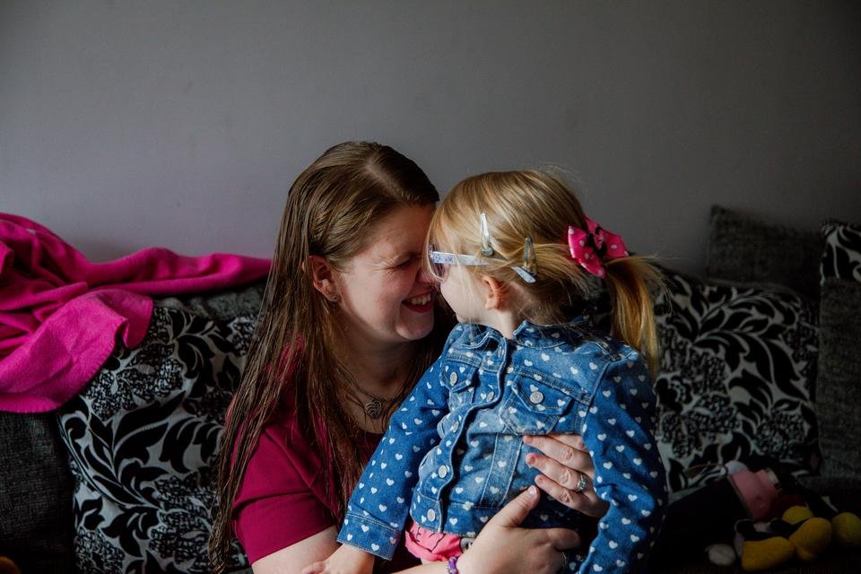 Bethan, three & mum Mary at home in Cardiff