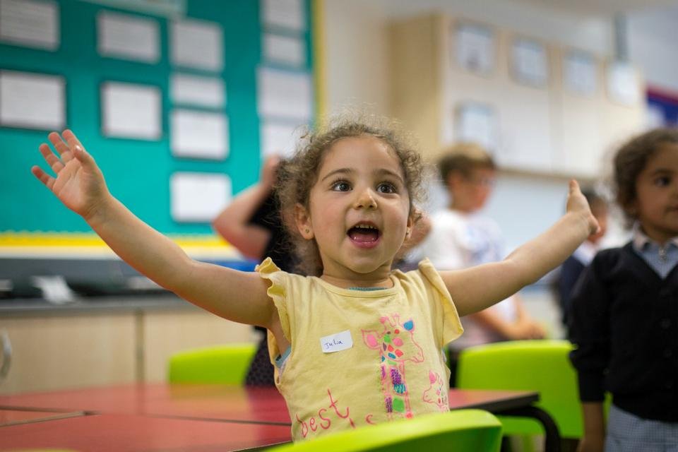 School child smiling