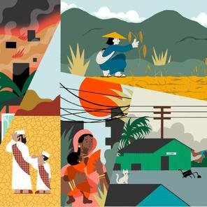 An illustration displaying the negative impact of climate change on children's lives.