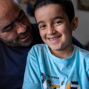 Rami* (7) and his father Jamal* (35) both suffered blast injuries in Gaza