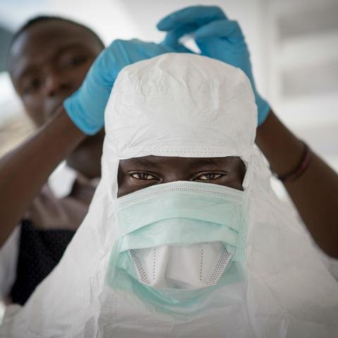 Sierra Leonean national staff take their PPE training, Western Area, Sierra Leone