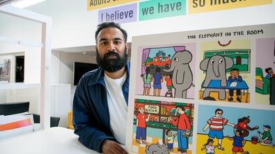 Himesh Patel recording voiceover for "The Elephant in the room animation"