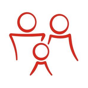 An illustration of two adults and a child