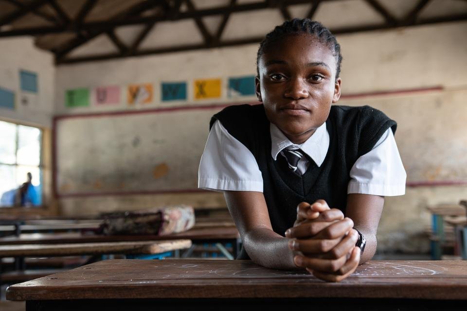 Beauty (17) at her school in Zambia, which was closed during the peak of Zambia's worst cholera outbreak in 20 years