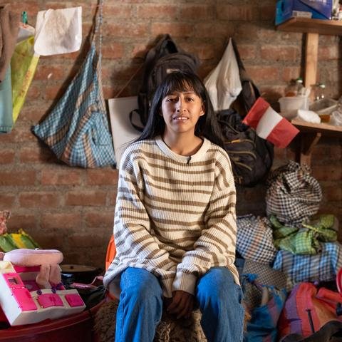 Portrait of Anai, 16 in Andahuaylas, Peru